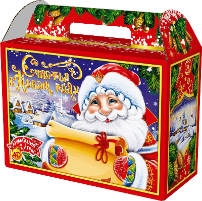 Сладкий новогодний подарок “чемодан Волшебный свиток”, Микрогофрокартон, 1200 гр.