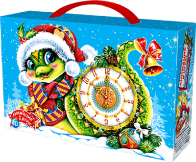 Сладкий новогодний подарок “Время с ручкой”, Картон хром-эрзац, 700 гр.