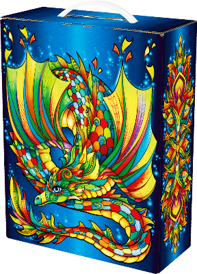 Сладкий новогодний подарок “Императорский дракон”, Микрогофрокартон + Спецотделка (УФ-Лак, металлизация), 2500 гр.