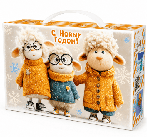 Сладкий новогодний подарок "Коробка на стиле", Картон, 700 гр.