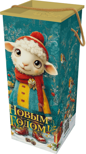 Сладкий новогодний подарок "Коробка с крышей изумруд", Туба, 800 гр.