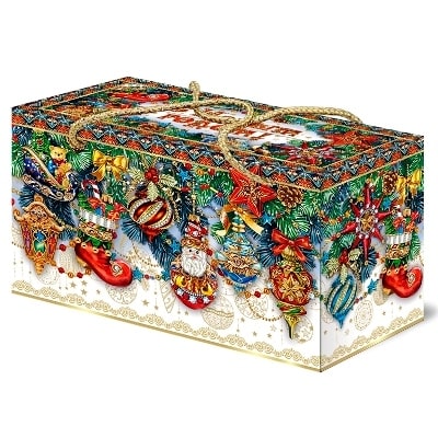 Сладкий новогодний подарок “Чемоданчик ёлочные игрушки”, Микрогофрокартон, 2000 гр.